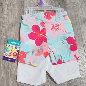 Garanimals baby toddler 2 pack stretchy leggin shorts floral/white